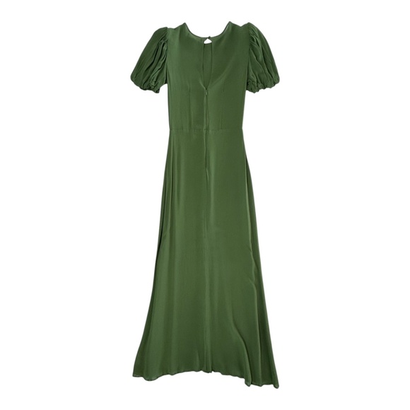REFORMATION - SANDY BETH DRESS - CREPE FABRIC - MOSS GREEN - 6 - Picture 2 of 5